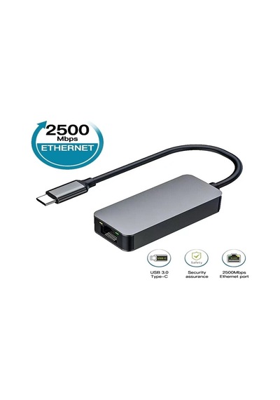 Anunnaki Usb Type C To Rj45 2.5gbps Gigabit Ethernet Adaptörü 2.5g 2500 Mbps Hız, Gigabit / 2.5g Uyumlu