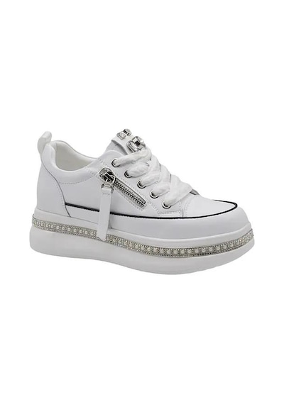 Lescon Guja 25y423-4 Gizli Dolgu Taş Sargılı Kadın Sneaker Ayakkabı Bej