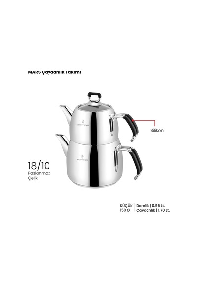Sofram Mars 15 Cm Küçük Boy Çaydanlık Takımı - Siyah