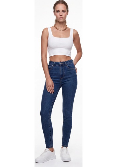 CEMO Kadın Yüksek Bel Skinny Fit Jean Pantolon 26k6-c2660-bzm-42 Buz Mavisi