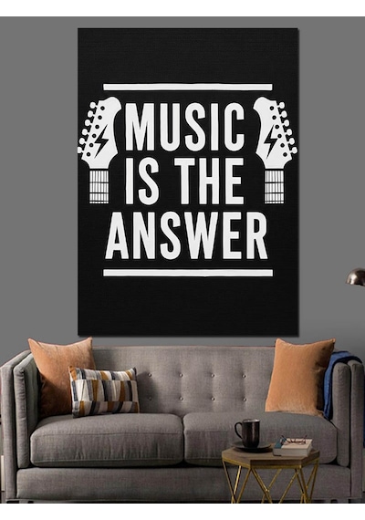 Ahşap Tablo Müzik Yazılı Siyah Poster