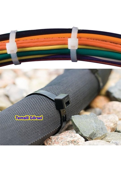 100 Adet Cırt Kelepçe 4,8x380 Mm Plastik Beyaz Renk Zip Kablo Bağı Çok Amaçlı Bağlama 0.5 MM