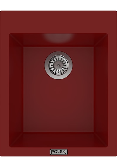 Polex Cristalüx Granit Evye P-05 Bordo Tezgah Altı Ve Tezgah Üstü Kare Mutfak Evyesi 41x51 CM