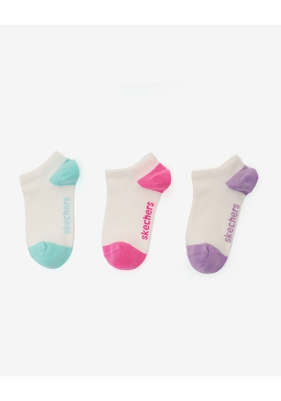 Skechers 3'lü Paket Colortips Bilekli Çorap Büyük Kız Çocuk Beyaz Sk2520137-3474