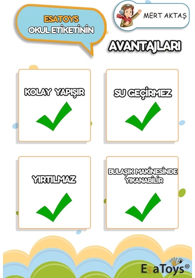 Pilot Karakter Temalı Özel İsminiz Yazılı Okul Etiketi Diğer