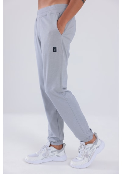 Rowinger Premium Merserize Kumaş Logolu Lastikli Paça Jogger Erkek Eşofman Altı Grey