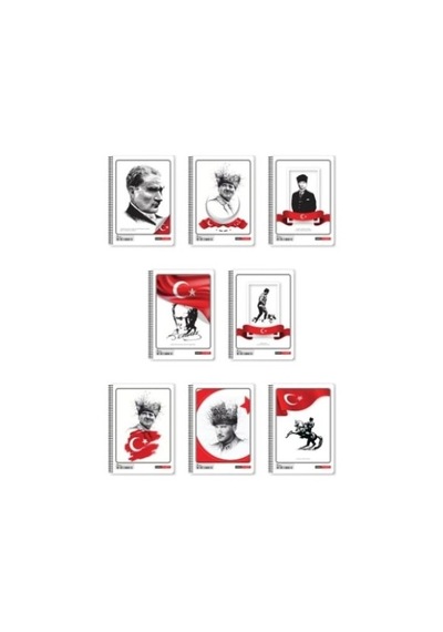 A4 Spiralli Okul Defteri Kemal Atatürk Kapaklı Çizgili, 23 Nisan A Özel Tasarım