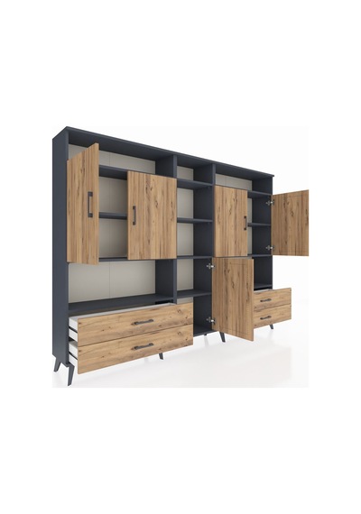 Arges Dolap 12 Raflı 4 Çekmeceli 5 Kapaklı 220x30x163 Antrasit-çam Atlas Çam - Antrasit Arges Dolap 12 Raflı 4 Çekmeceli 5 Kapaklı 220x30x163 Antrasit-çam Atlas Çam - Antrasit