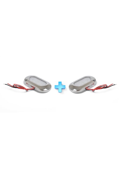 2'li Tekne Merdiven Lambası. 12v. Krom Çerçeve. Beyaz. Aydınlatma Beyaz
