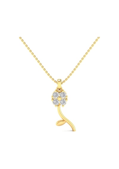 Erdobia Zirkon Taşlı Gold Minimal Yonca Gümüş Kolye