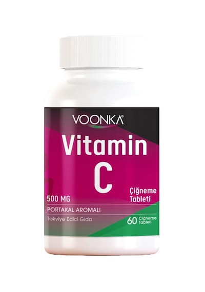 Voonka Vitamin C Çiğneme Tableti Vitamin C İçeren Portakal Aromalı 60 Tablet 2 Adet