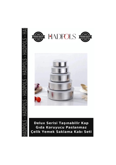 Delux Serisi Taşınabilir Kap Gıda Koruyucu Paslanmaz Çelik Yemek Saklama Kabı Seti