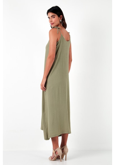 Lela Regular Fit Ip Askılı Uzun Bayan Elbise 5865732 Olive