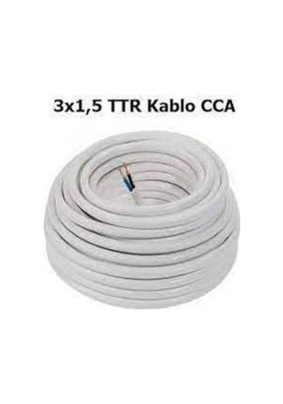 (50 Metre) 3x1.5 Ttr Cca Elektrik Kablosu-cca Kablo Beyaz 3x1.5