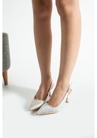 Dabab Shoes Merıa Kadın Altın 7 Cm Sivri Burun Kristal Taş İşlemeli Slingback Topuklu Ayakkabı Dabab Shoes Merıa Kadın Altın 7 Cm Sivri Burun Kristal Taş İşlemeli Slingback Topuklu Ayakkabı