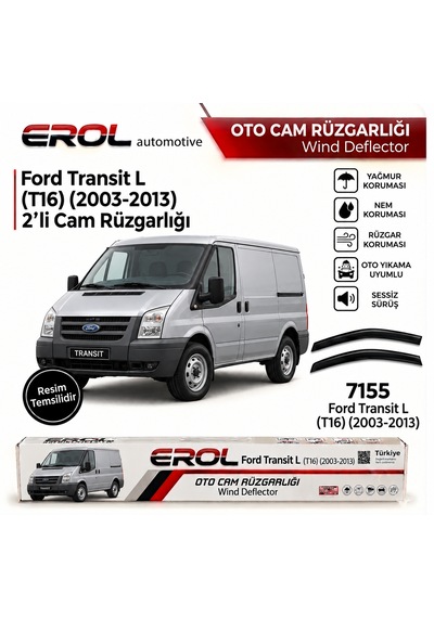 Ford Transit L Model T16 2003-2013 2'li Ön Mugen Cam Rüzgarlığı Siyah