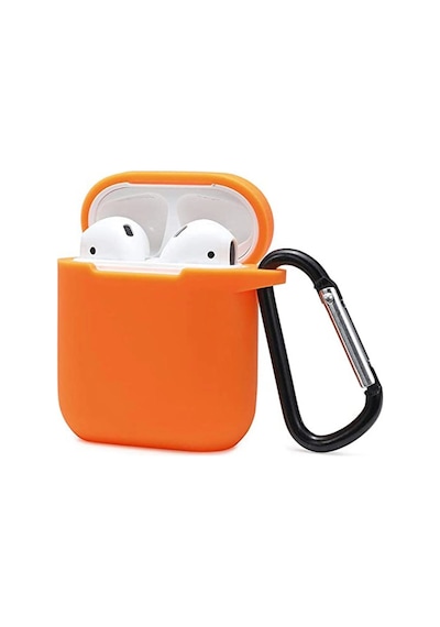 Apple, Uyumlu AirPods 2 2.nesil Sert Silikon Kılıf - Turuncu