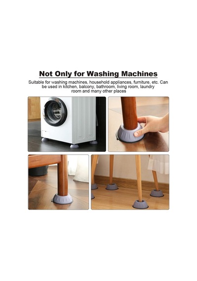 Mainshop Çamaşır Buzdolabı Makinası Beyaz Eşya Titreşim Önleyici Yükseltici Altlığı Ayaklığı 8 Adet M-541 Gri