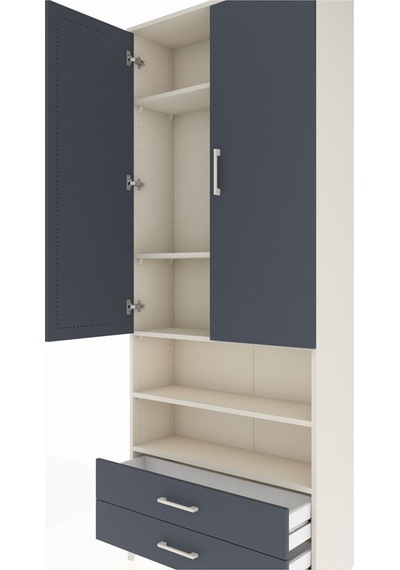 Arges Dolap 5 Raflı 2 Çekmeceli 2 Kapaklı 88x30x221 Aytaşı-antrasit Aytası