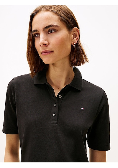 Tommy Hilfiger Kadın 1985 Regular Pique Polo T-shirt Siyah
