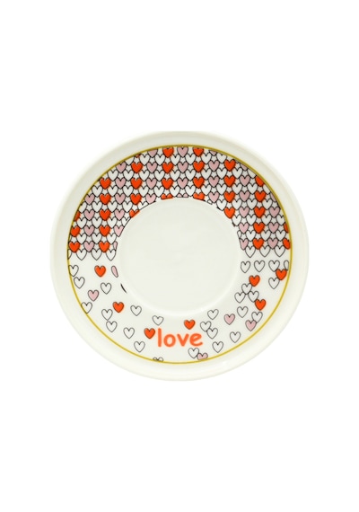 Love Kalp Desenli 6 Kişilik Porselen Kahve Fincan Takımı Çok Renkli