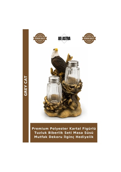 Premium Polyester Kartal Figürlü Tuzluk Biberlik Seti Masa Süsü Mutfak Dekoru İlginç Hediyelik Çok Renkli