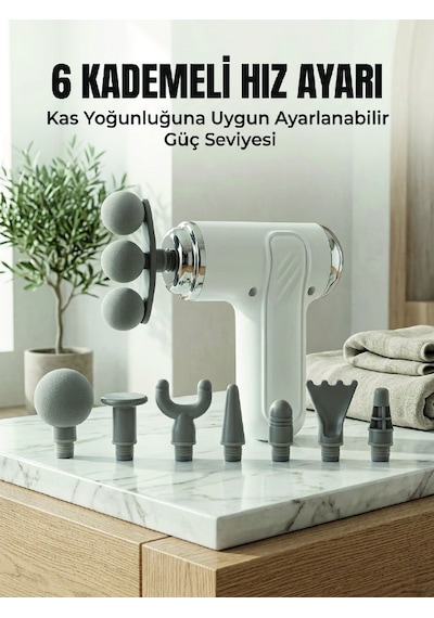 Profesyonel Kas Masaj Tabancası 8 Değiştirilebilir Başlıklı Kablosuz Masaj Cihazı - Lisinya Çok Renkli