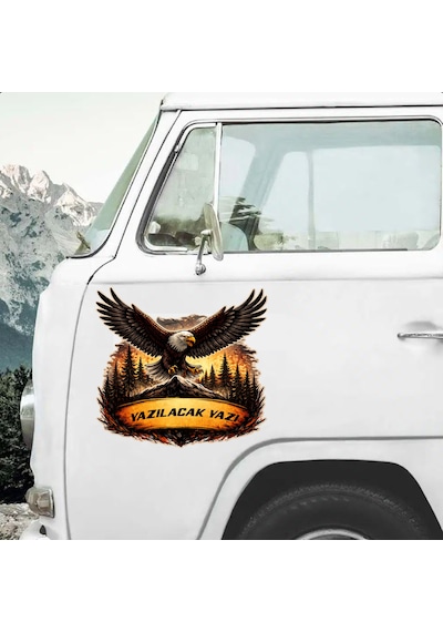 Kişiye Özel Vahşi Kartal Sticker - Vahşi Hayat 4x4 Off Road Adventure Sticker - Araba Oto Motosiklet Karavan Cam Sticker - 00335 10X9 Cm