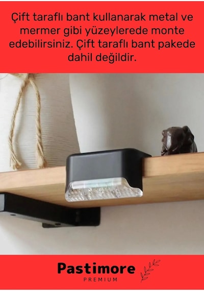 Premium Su Geçirmez Solar Güneş Enerjili Şarj Edilen Köşebent Merdiven Veranda Bahçe 4'lü Led Set