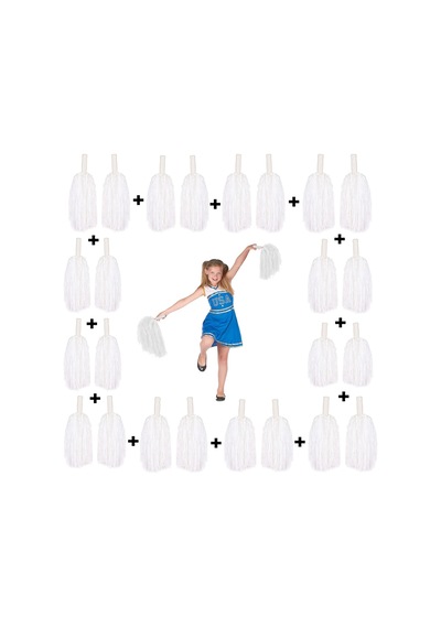 12 Çift 24 Adet Beyaz Renk 23 Nisan 19 Mayıs 29 Ekim Okul Gösteri Ponponları - Rxlu-397557 Renkli