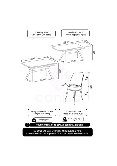 Canisa Poy Serisi 89x150 Açılabilir Lak Panel Beyaz Mermer Desen Masa Takımı 6 Gri Sandalye Beyaz Mermer Desen Masa Sandalyeler Gri Canisa Poy Serisi 89x150 Açılabilir Lak Panel Beyaz Mermer Desen Masa Takımı 6 Gri Sandalye Beyaz Mermer Desen Masa Sandalyeler Gri