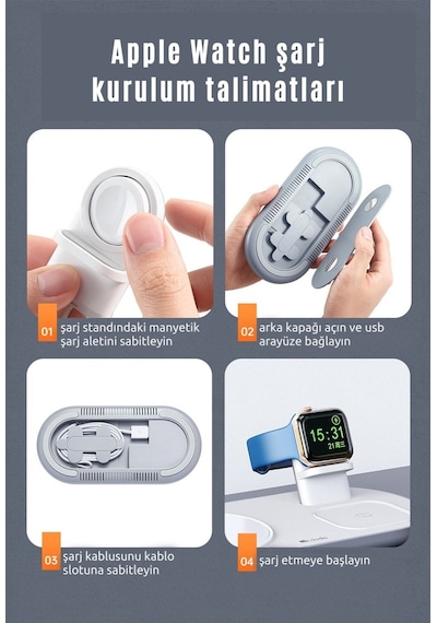 Apple Watch Uyumlu iPhone Kablosuz Şarj Kiti