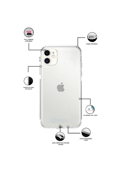 Apple Uyumlu iPhone 11 Kılıf Kamera Korumalı Tıpalı Şeffaf Silikon Kapak