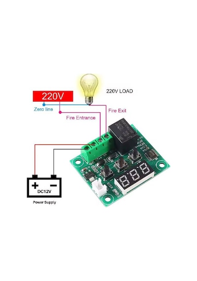 W1209 Dijital Termostat Modülü 12v Sıcaklık Kontrol Cihazı Kuluçka, Akvaryum, Isıtma Soğutma