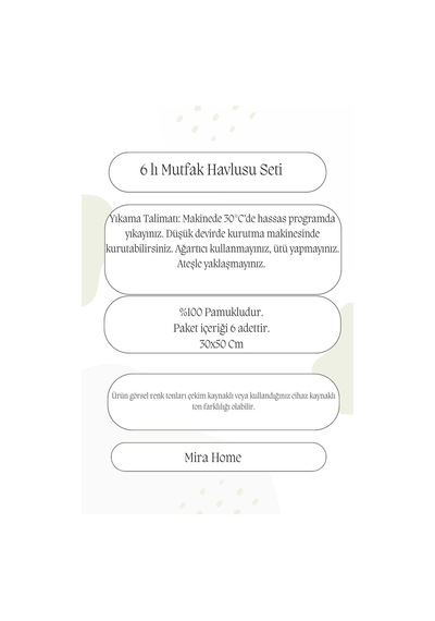 6 Parça Mutfak Havlusu Seti %100 Pamuklu Dalga Çok Renkli