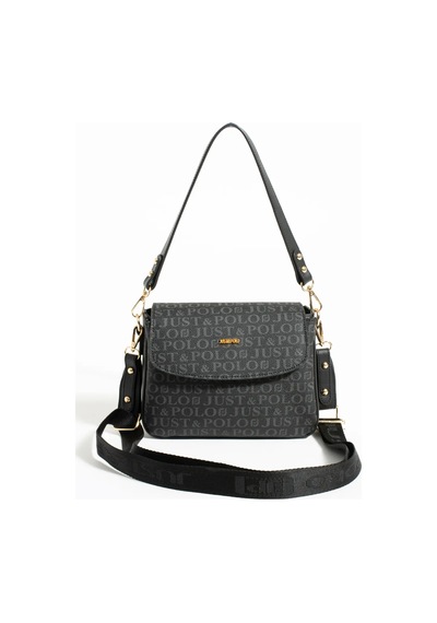 Just Polo Siyah 02 Yeni Sezon Kolon Askili 4 Bolmeli Kadin Omuz Cantasi 25x15cm Siyah Mat