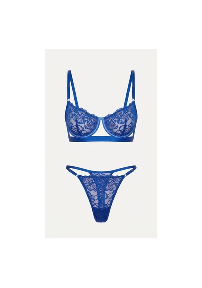 La Linaa Flowers Bralet Takımı A+ Saks Mavi - 603105201 Saks Mavi