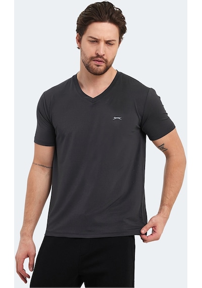 Slazenger KATRIINA Erkek V Yaka Koyu Gri Tişört
