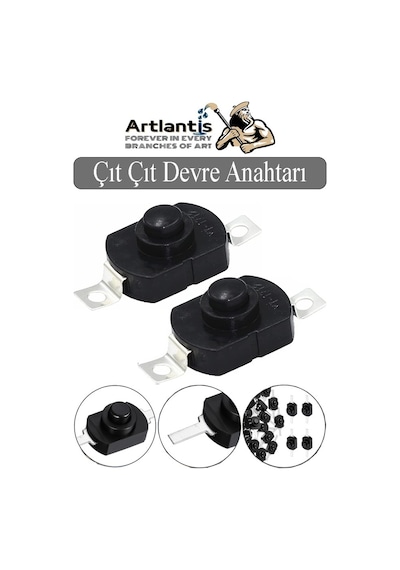 Mini Anahtar Arapuar Çıtçıt Anahtar 2 Adet Siyah Elektrik Devresi İçin Açma Kapama Düğmesi Deney On / Off Siyah Anahtar