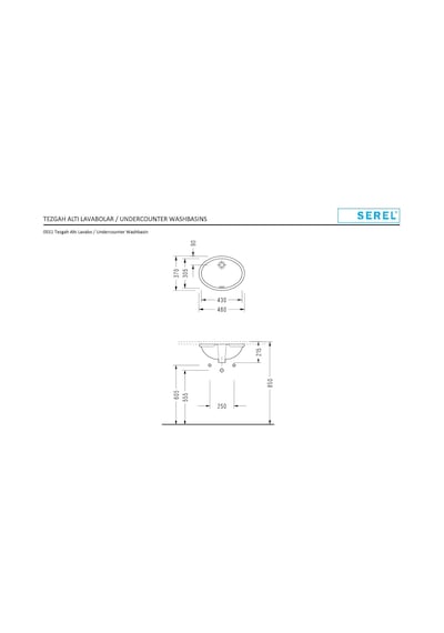 Serel Tezgahaltı Oval Lavabo 36x48 Cm - 0551dss110h Diğer