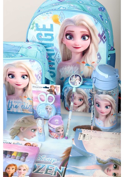 X Dekomus Lisanslı Elsa Frozen Full Kırtasiye Seti Anaokul,beslenme Ve Kalem Çantası,beslenme Kabı,matara,beslenme Örtüsü Altın