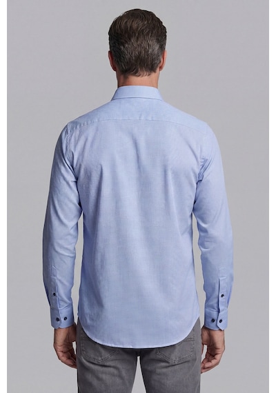 Xint Bisse Mavi Regular Fit Cepsiz Uzun Paşa Yaka Gömlek Bsgmeks26316 E35