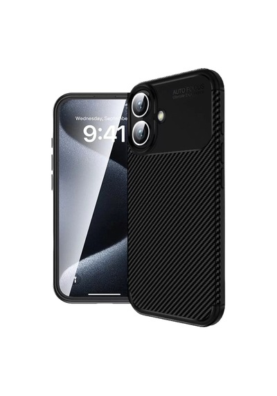 Newface Apple İphone 16 Plus Kılıf Auto Focus Karbon Kapak - Siyah