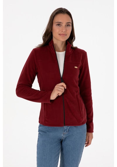 U.S. Polo Assn. Kadın Bordo Fermuarlı Dik Yaka Polar Sweatshirt 50316729-VR014