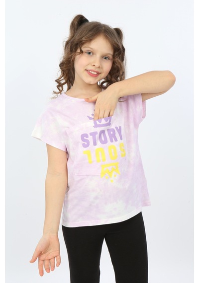 Toontoy Kids Toontoy Kız Çocuk Story Soul Baskılı Tişört Açık Lila