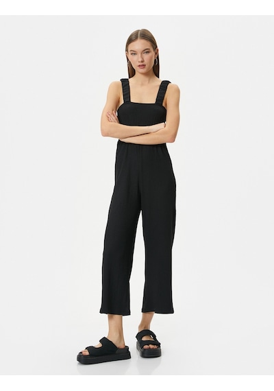 Koton Tulum Kalın Askılı Kısa Düz Geniş Paça Kare Yaka Siyah 4sal40029ık 4SAL40029IK999 Siyah Koton Tulum Kalın Askılı Kısa Düz Geniş Paça Kare Yaka Siyah 4sal40029ık 4SAL40029IK999 Siyah