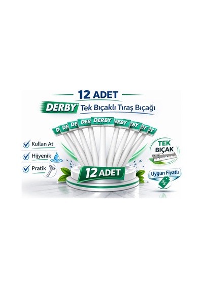 Derby Tek Bıçaklı Tıraş Bıçağı Paket Seçenekleri 12 Adet
