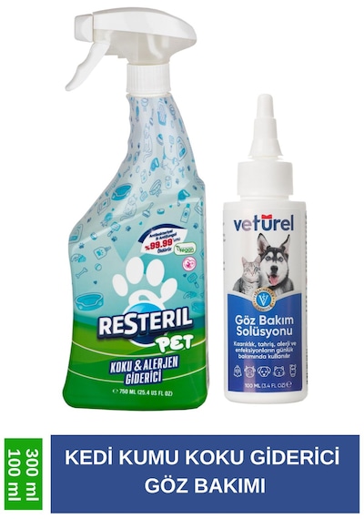 Veturel Kedi Göz Temizleme Solüsyonu Kedi Göz Damlası Kedi Kumu Kokusu Koku Giderici Pet 750ml - Göz Bakımı