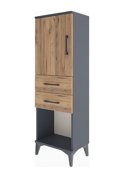 Arges Dolap 2 Raflı 2 Çekmeceli Tek Kapaklı 44x30x134 Antrasit-çam Antrasit