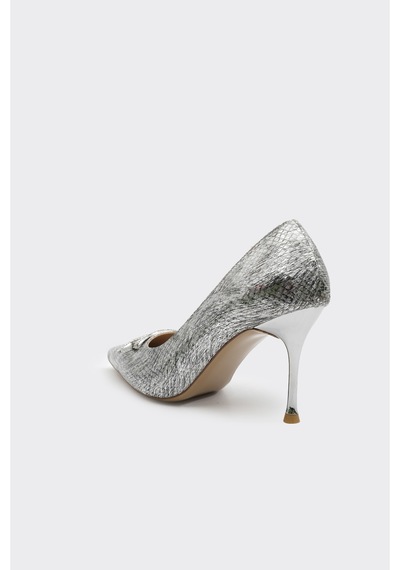 Derinet Topuklu Taş Tokalı Kadın Stiletto Gümüş GÜMÜŞ